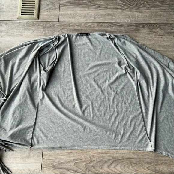 Zanzea Grey Fringe Lightweight Stretchy Cape Cardigan - Picture 8 of 12